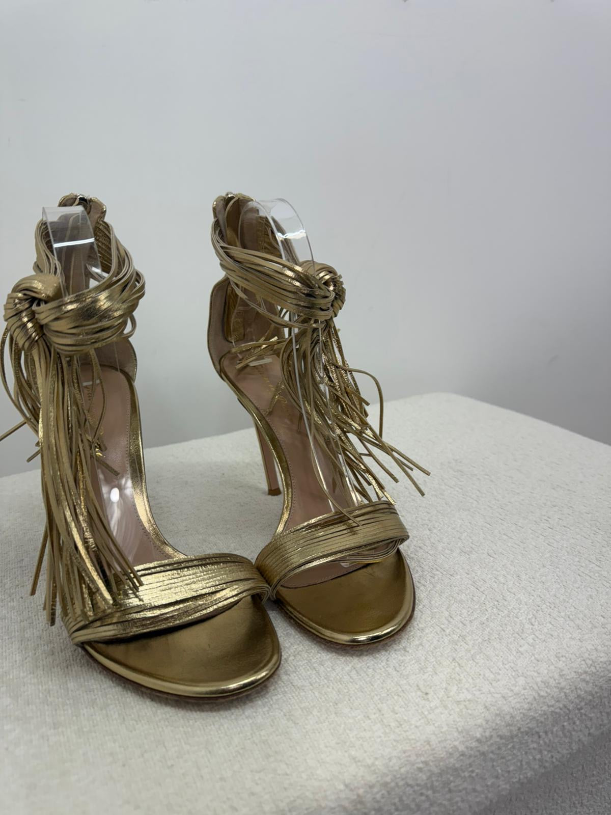 Gianvito Rossi Gold Tassel 'Noelle' Heels - UK 6