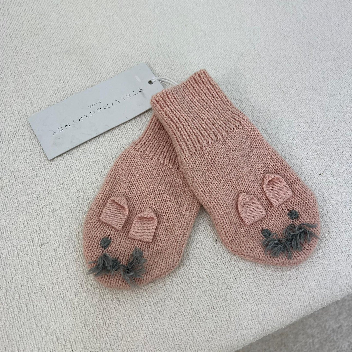 Kids Stella McCartney Pink Knitted Mittens