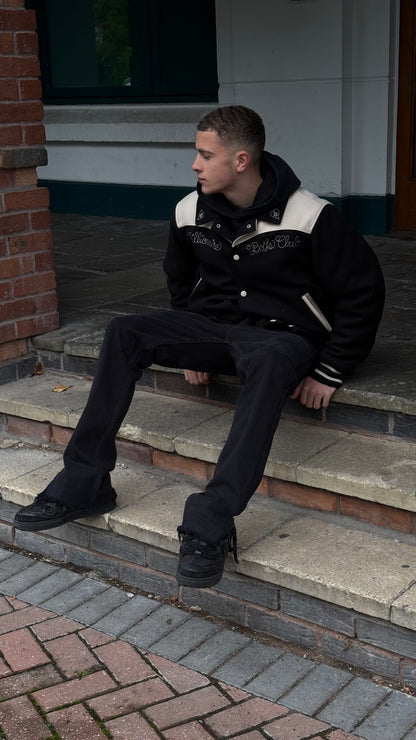 Billionaire Boys Club Black Off-White Western Heart Bomber Varsity Jacket - XL