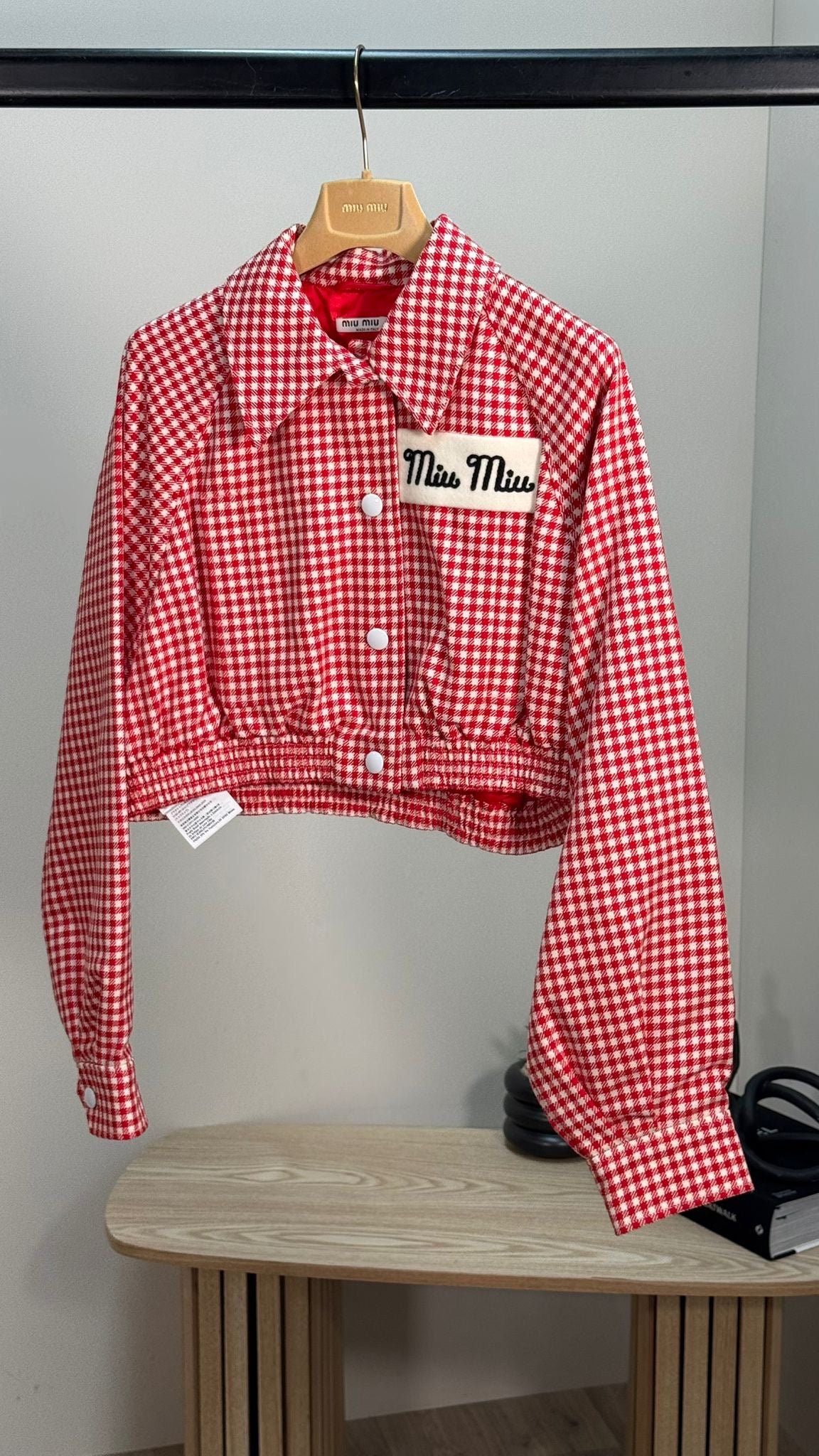 Miu Miu Gingham Checked Cropped Jacket - 36/S