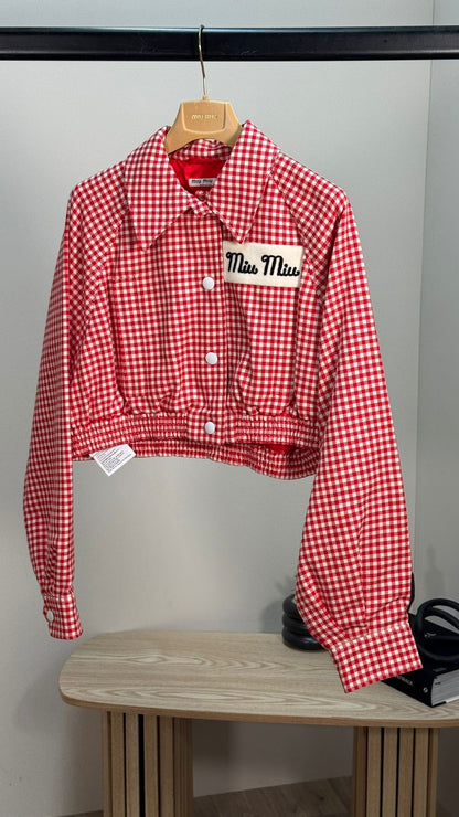Miu Miu Gingham Checked Cropped Jacket - 36/S