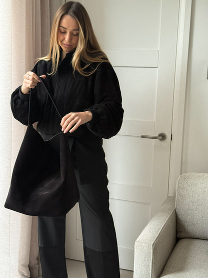 Toteme Large Tote Bag in Suede Espresso