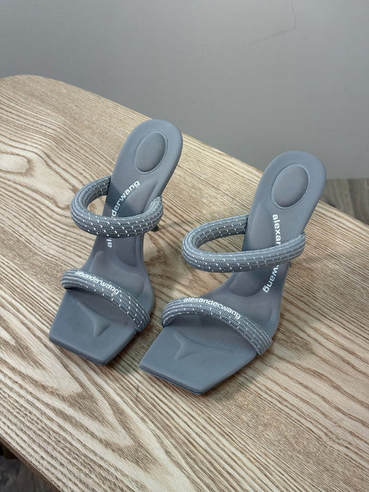 Alexander Wang Gray Julie 105mm Nylon Tubular Heeled Sandals - UK 5.5