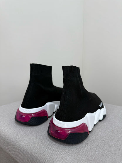 Balenciaga Black White Pink Speed Trainers- UK 5