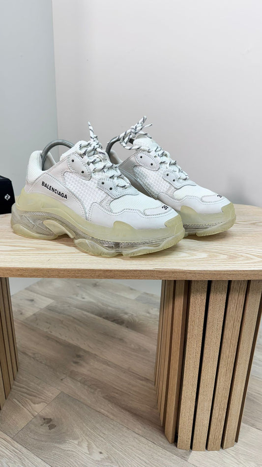 Balenciaga White Clear Triple S Trainers - EU39/UK 6