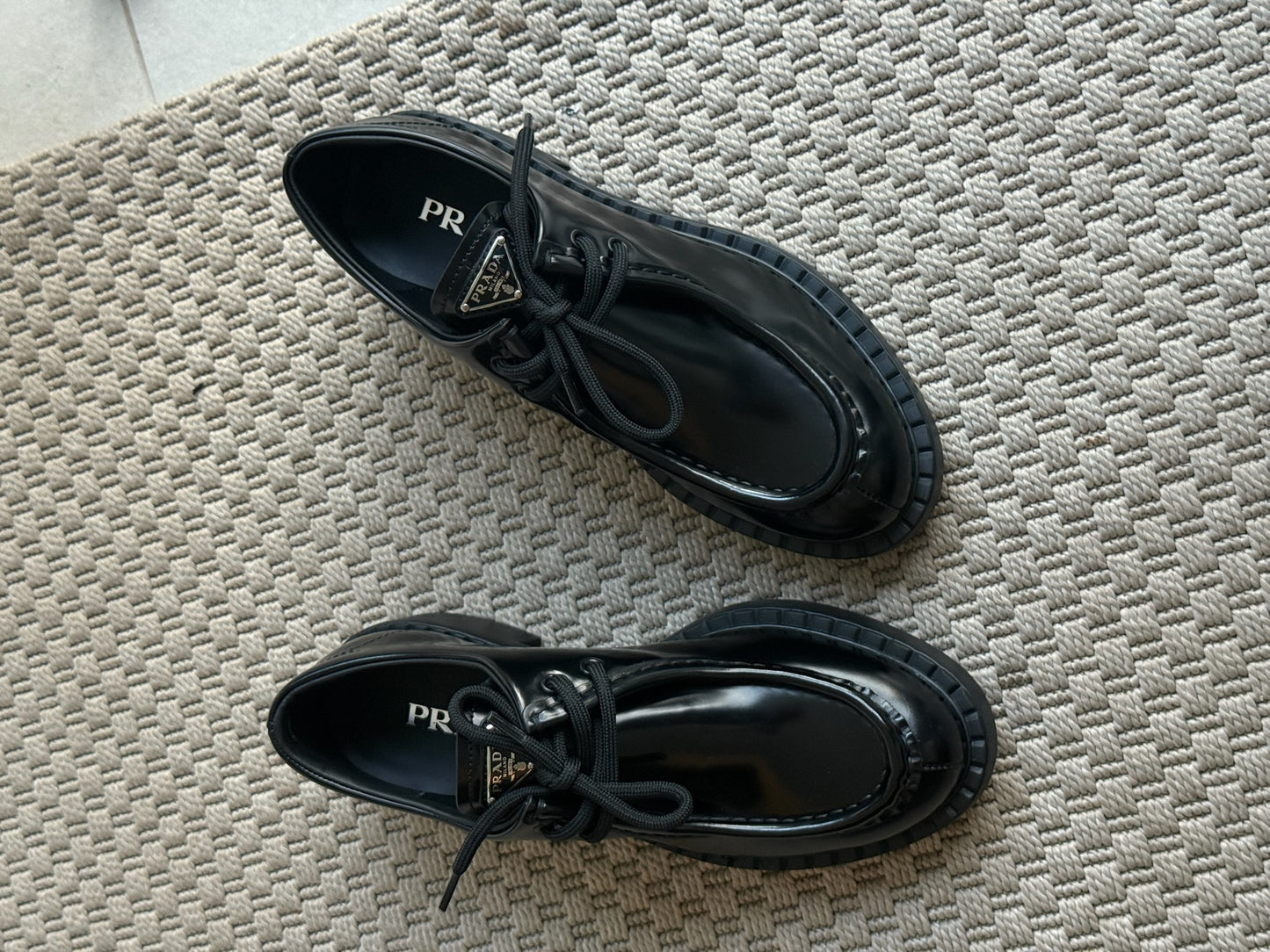 Prada Black Lace Up Loafers - Brand New 39/UK6