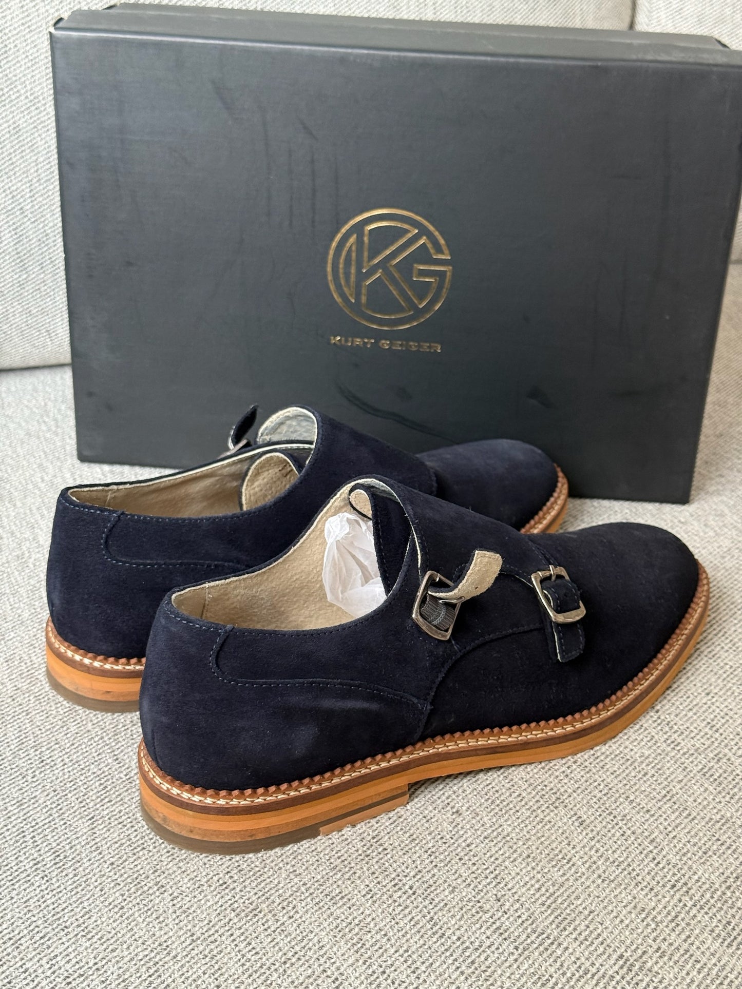Kurt Geiger Blue Suade Buckle Boat Shoes - 42