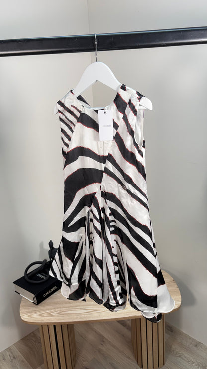 Kids Roberto Cavalli Black & White Silk Stripe Zebra Dress – New In Tags Age 5
