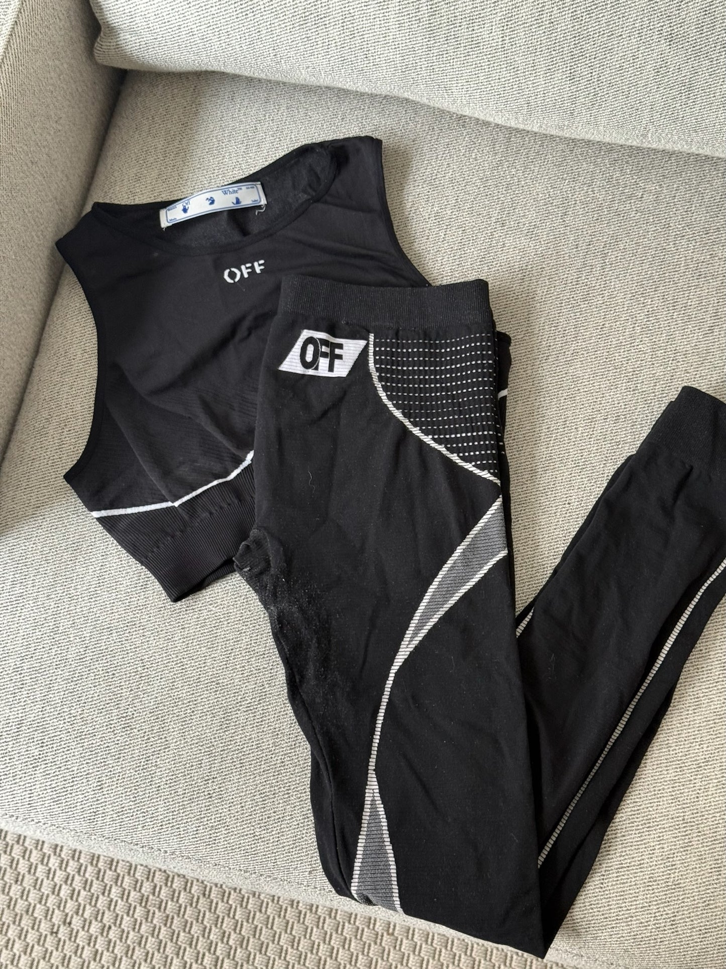 Off-White Black Gym Set leggings And CropActive Set - L/XL FIT UK 10