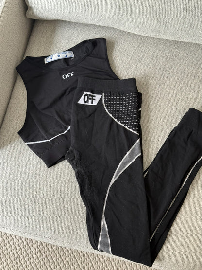 Off-White Black Gym Set leggings And CropActive Set - L/XL FIT UK 10