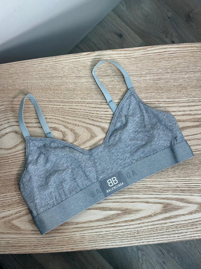 Balenciaga Grey White Logo BB Bralette - Medium / 42