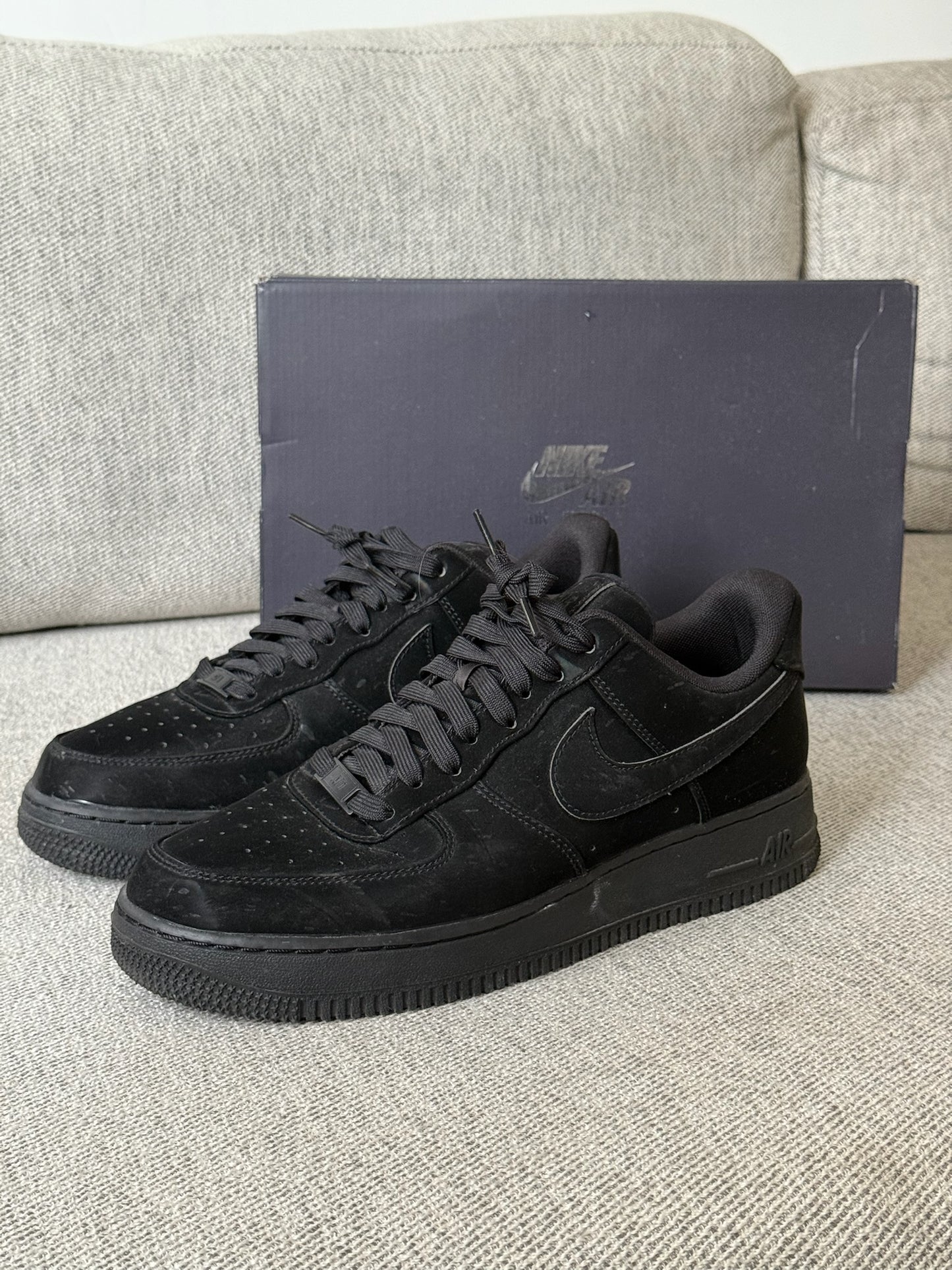 Nike Air Force 1 Low “Black Cat” Suede Trainers - UK 7.5