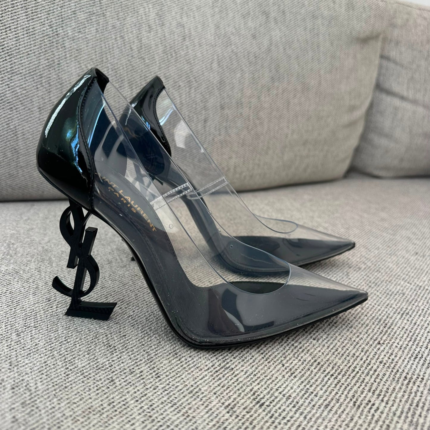 Saint Laurent Opyum Transparent PVC Logo Heels – EU 36 / UK 3