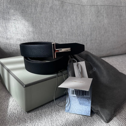 Tom Ford Black Leather TG 100cm Belt- Brand New In Box