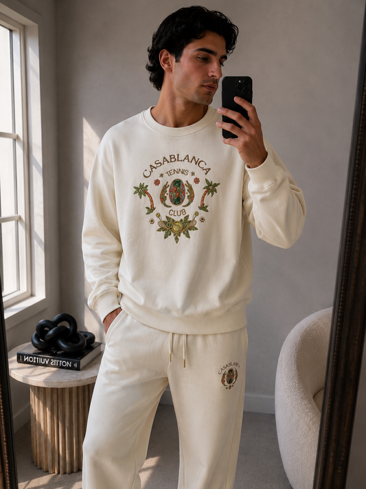 Casa Blanca Tennis Club WhiteJoyaux D'Afrique Embellished Tracksuit Set - L/XL
