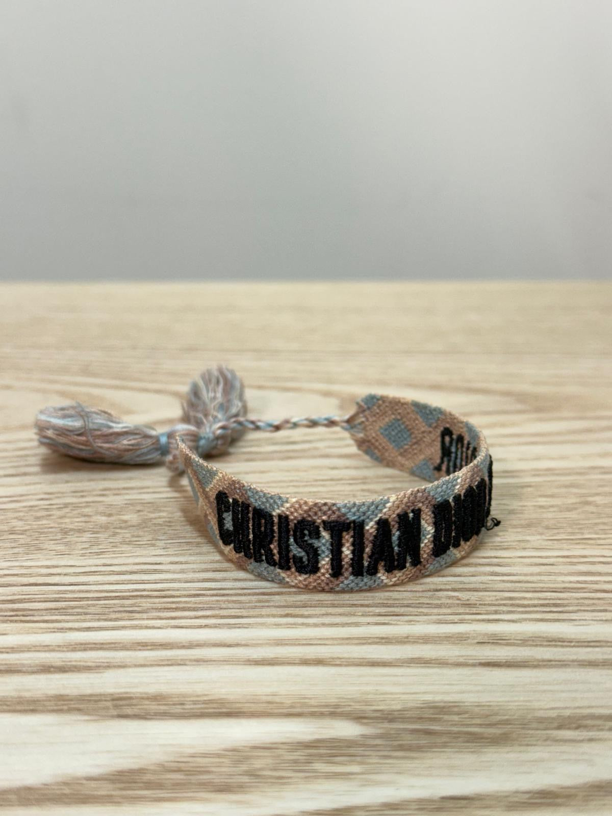 Dior Blue Nude Black Cross Woven 'J'Adior' Friendship Bracelet - One Size