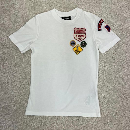 Kids Dsquared2 white born in canada badge t-shirt - Age 8, Small Fit
