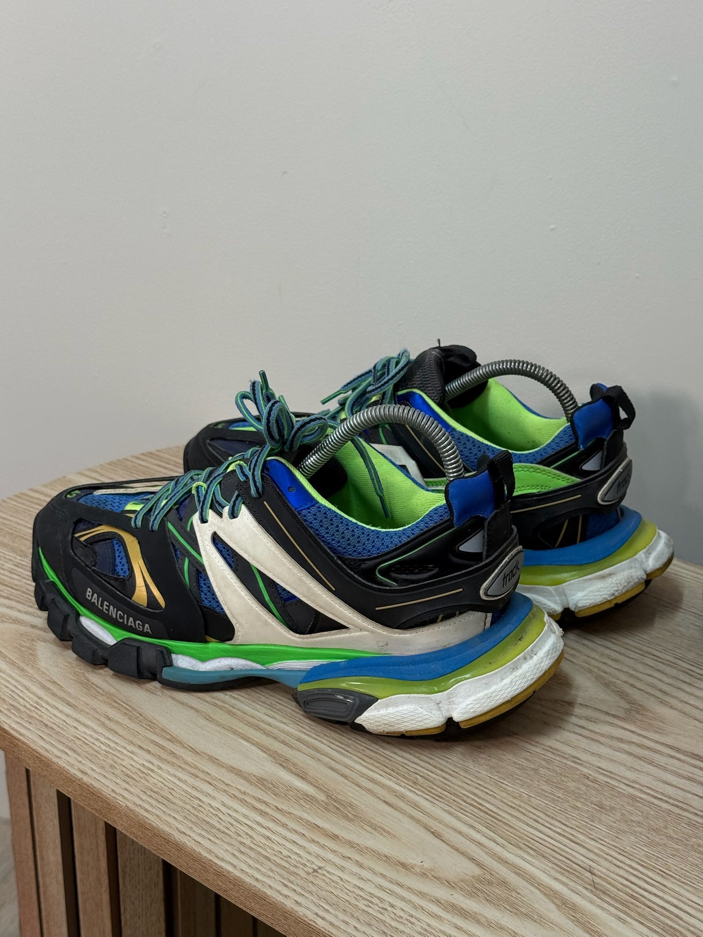 Balenciaga Black Green Blue Track Trainers - 42/uk8