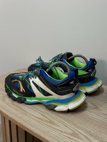 Balenciaga Black Green Blue Track Trainers - 42/uk8