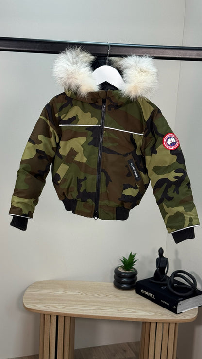 Canada Goose Kids Camo Grizzly Bomber Fur Coat - Brand New In Tags Age 1-2