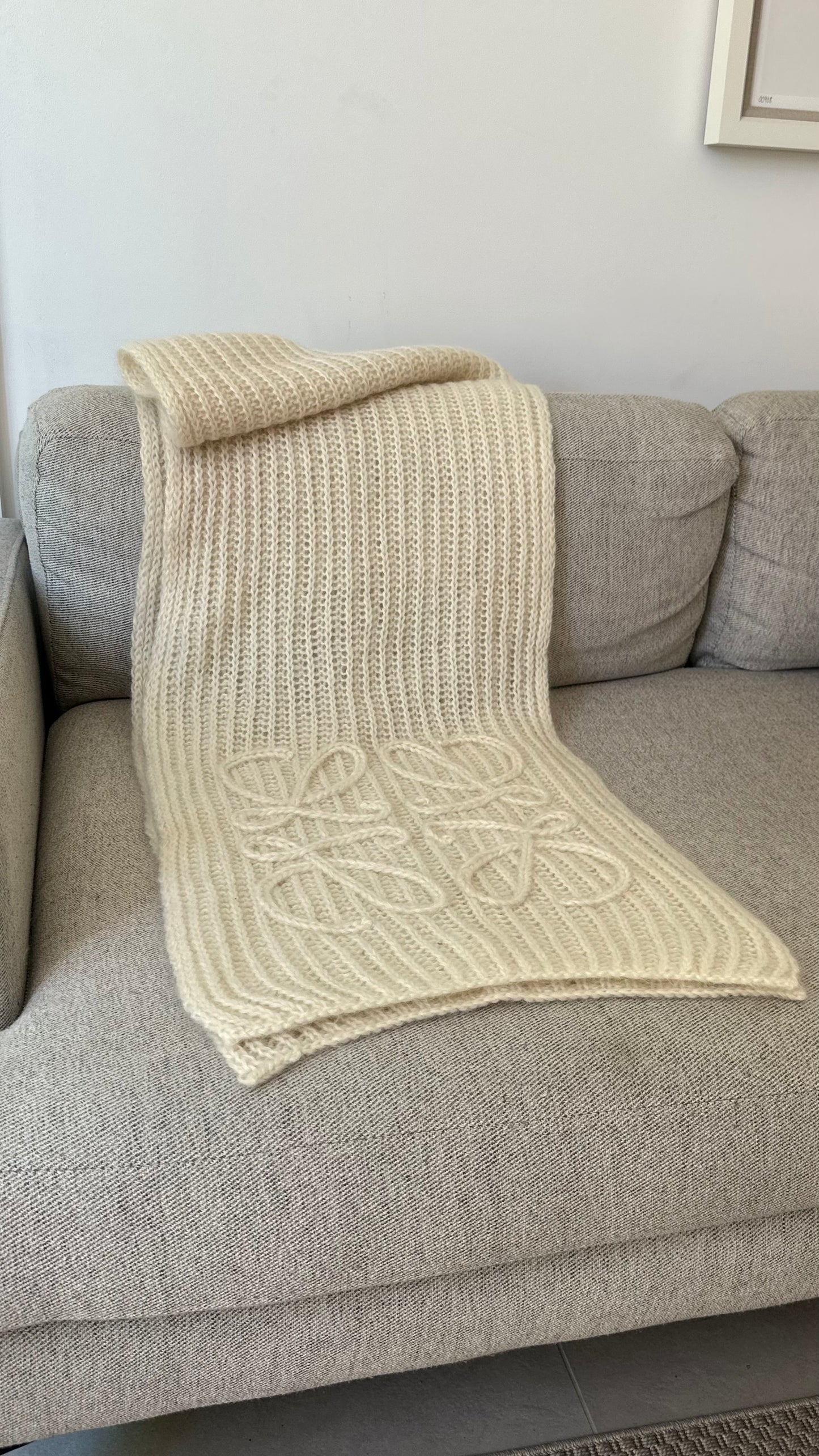 Loewe Cream Mohair Anagram Scarf