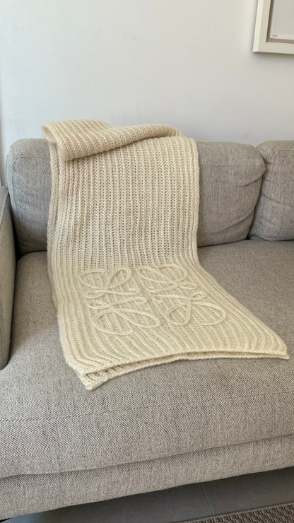 Loewe Cream Mohair Anagram Scarf