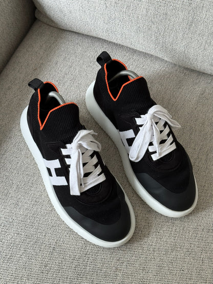Hermes Black Orange Crew Trainers - UK 8
