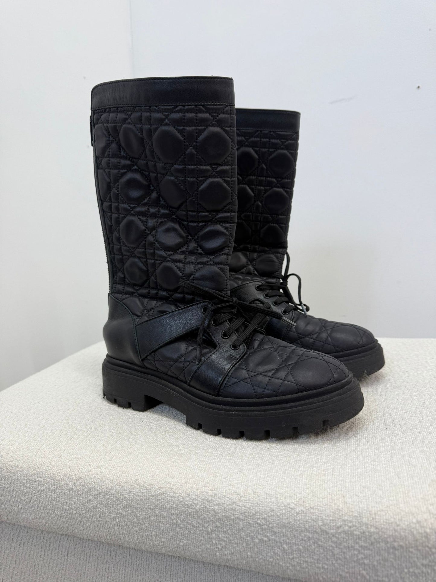 Kids Dior Black Cannage Technical Fabric Boots-  Eu 33/ UK 1