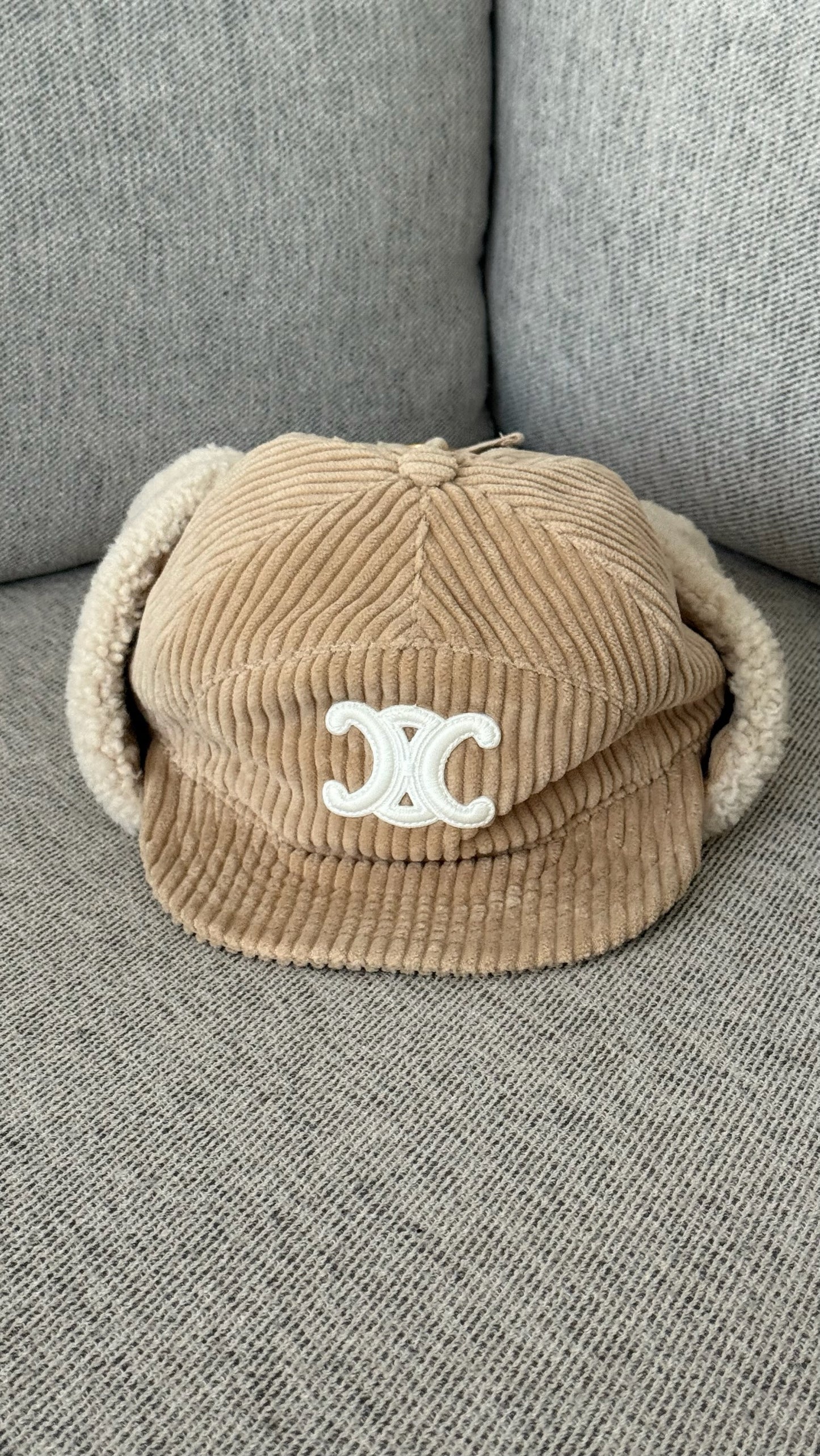 Celine Triomphe Shapka in shearling Hat