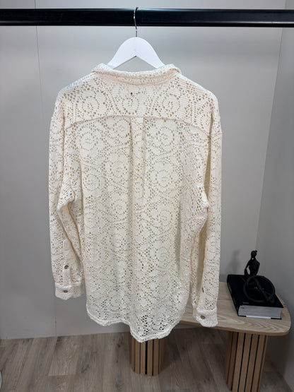 Muster Cream Embroidery Shirt - New In Tags 36/small