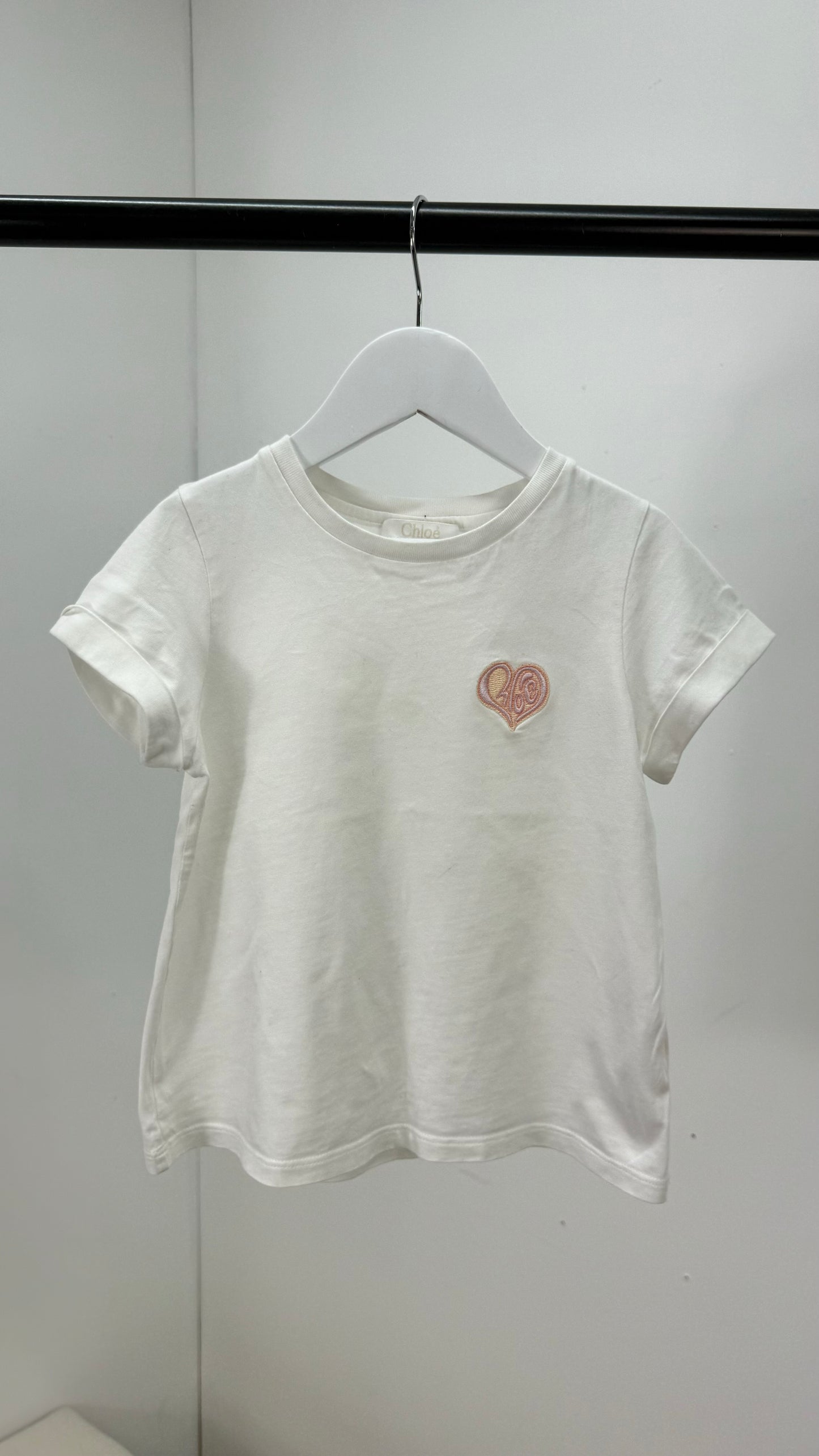 Kids Chloe White Heart Logo T-Shirt - Age 6