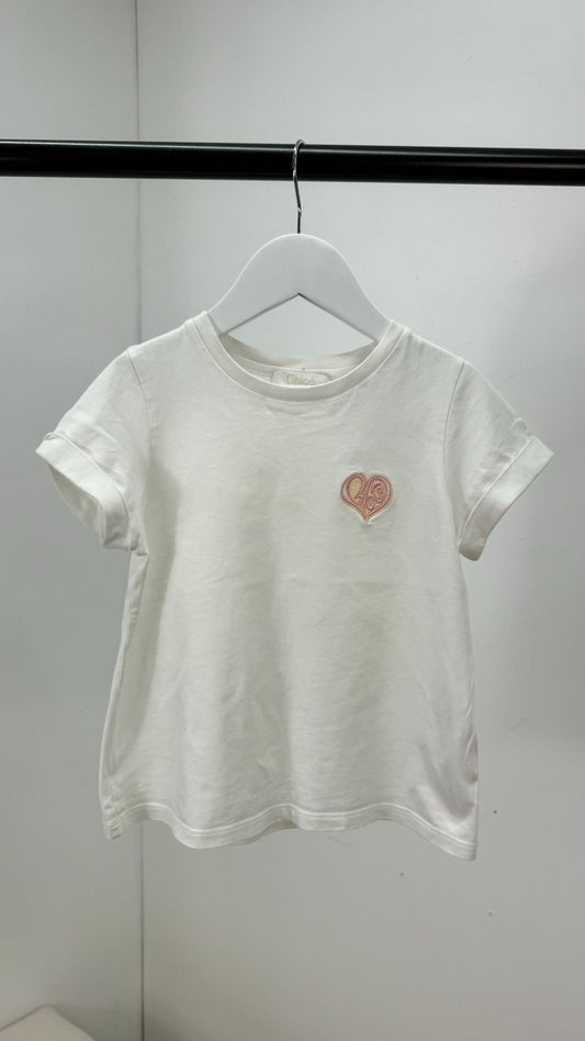 Kids Chloe White Heart Logo T-Shirt - Age 6