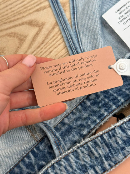 Miu Miu Denim Multi-Logo Bralette Crop - New In Tags 40 / Medium