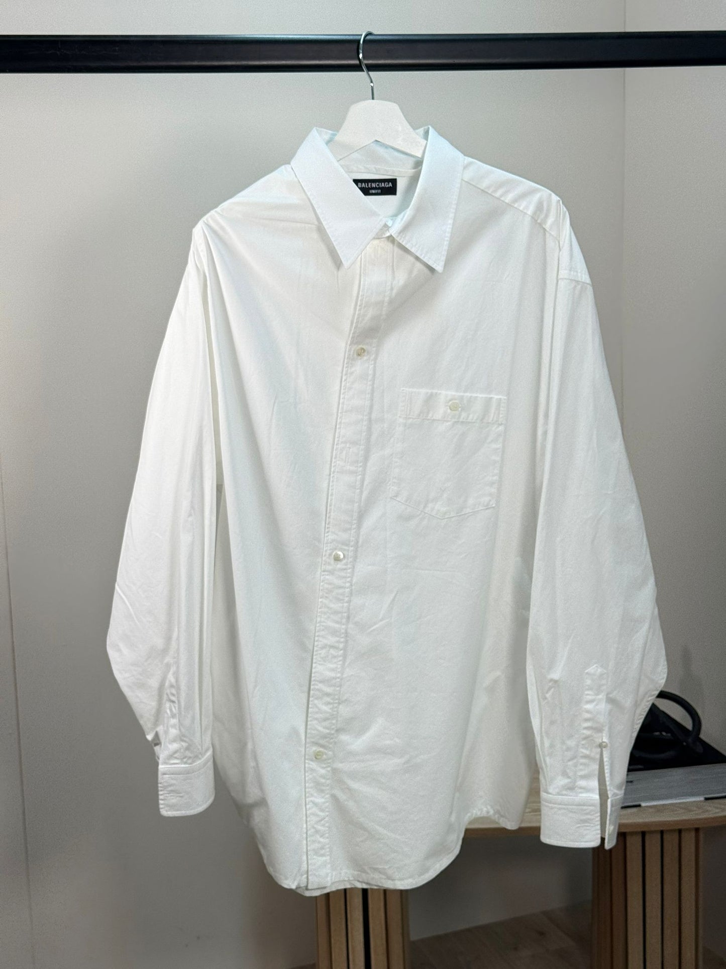 Balenciaga White Unifit Collared Shirt - Small