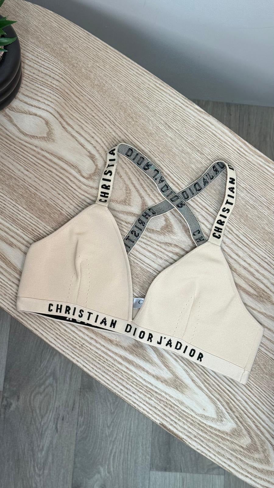 Dior Nude And Black Bralette High-Waisted Shorts Set - Large Top / Medium Pants