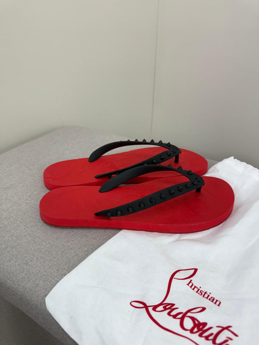 Christian Louboutin Red Spike Donna Flip Flops - UK 7