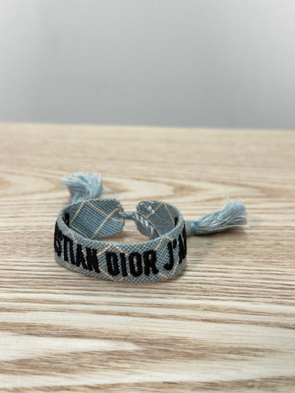 Dior Blue White Cross Woven 'J'Adior' Friendship Bracelet - One Size