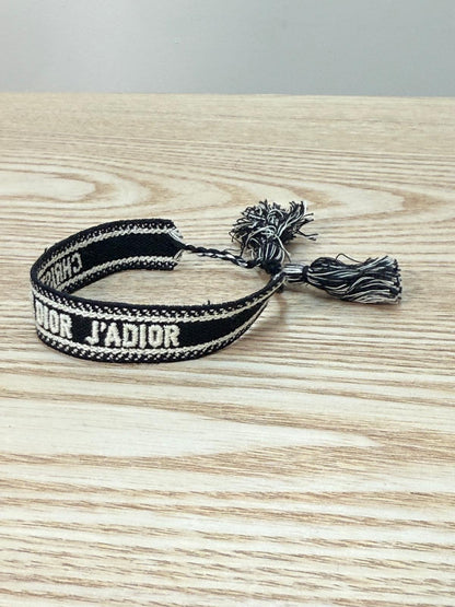 Dior Black White Woven 'J'Adior' Friendship Bracelet - One Size