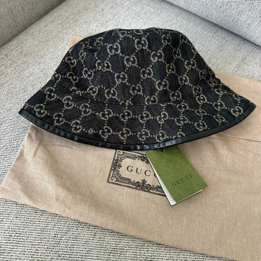 Gucci Mens Gucci Grey GG Denim Bucket Hat – 58cm