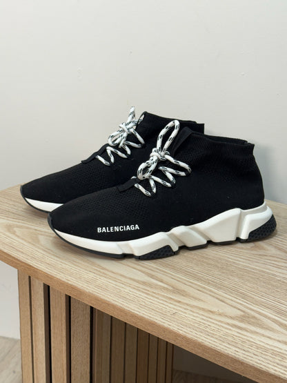 Balenciaga Black And White Speed Trainers - Uk 9