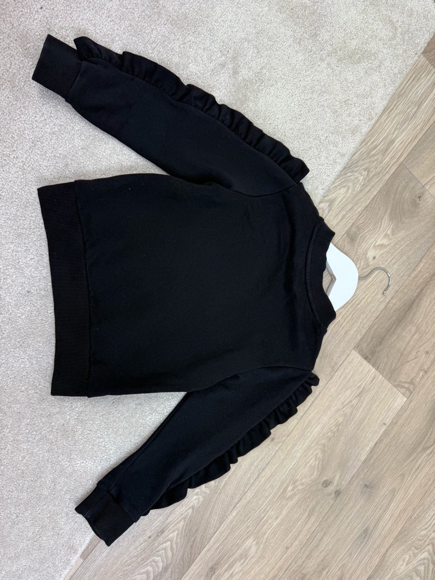 Kids Balmain Black Frill Jumper & Black Ribbed Logo Leggings  - Age 6