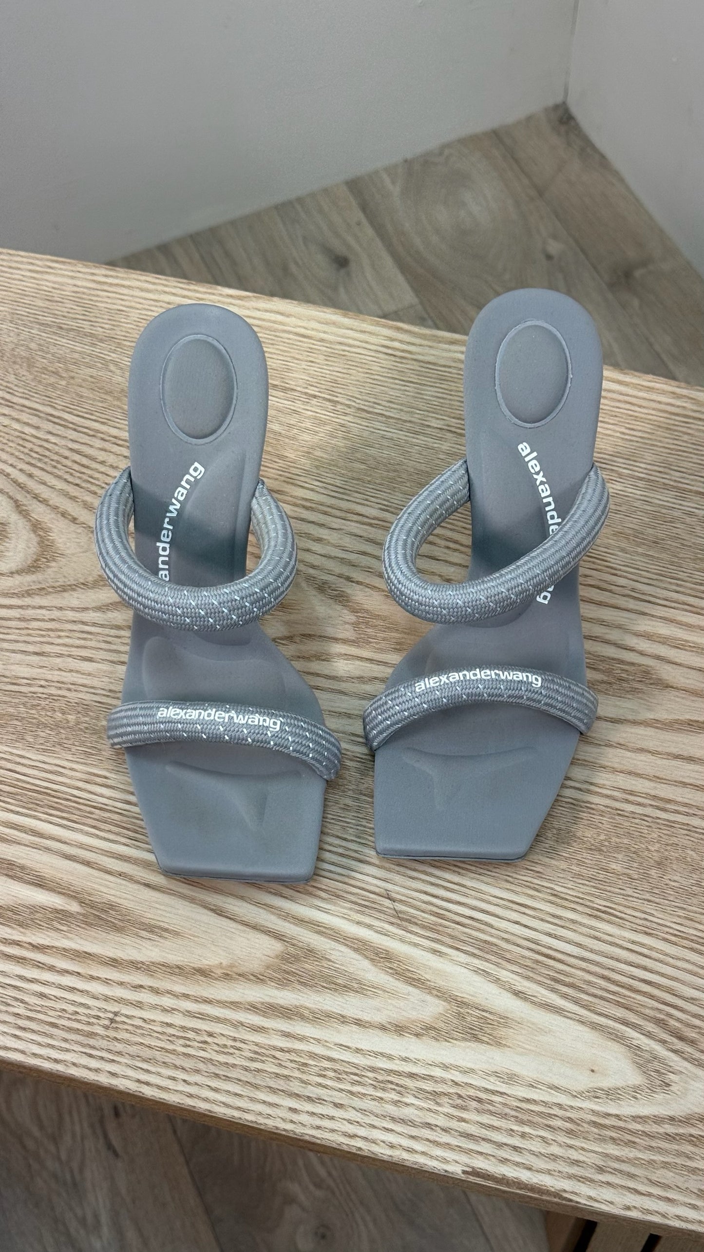 Alexander Wang Gray Julie 105mm Nylon Tubular Heeled Sandals - UK 5.5