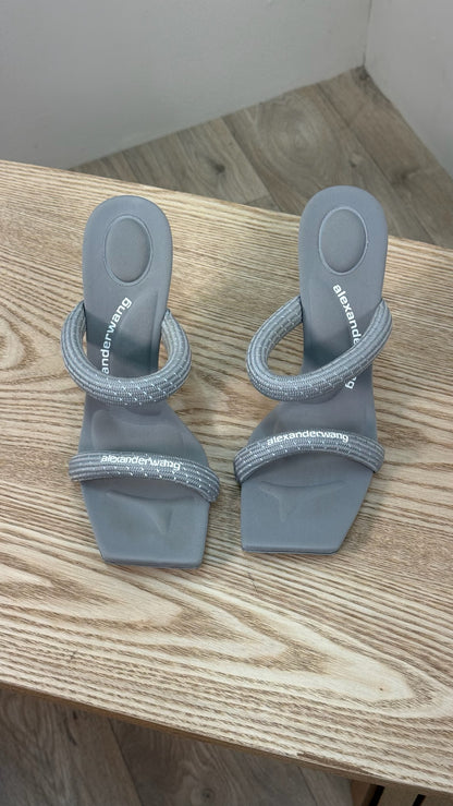 Alexander Wang Gray Julie 105mm Nylon Tubular Heeled Sandals - UK 5.5