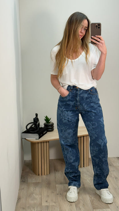 Ksubi Blue Denim Florall Jeans - 28"