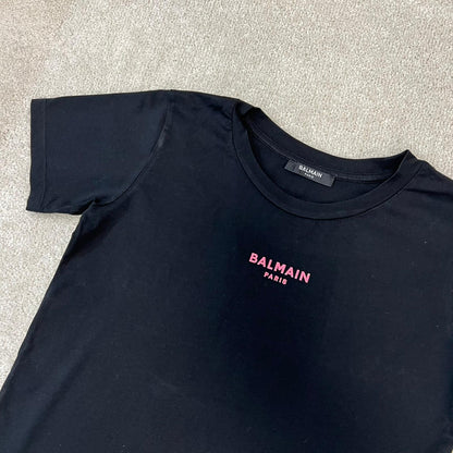 Kids Balmain Black Pink Logo T-Shirt  - Age 8