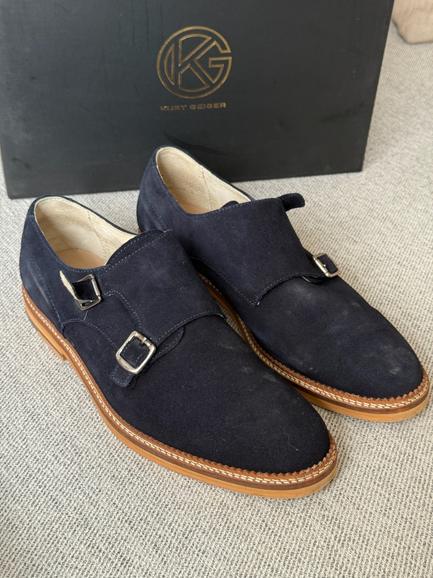 Kurt Geiger Blue Suade Buckle Boat Shoes - 42