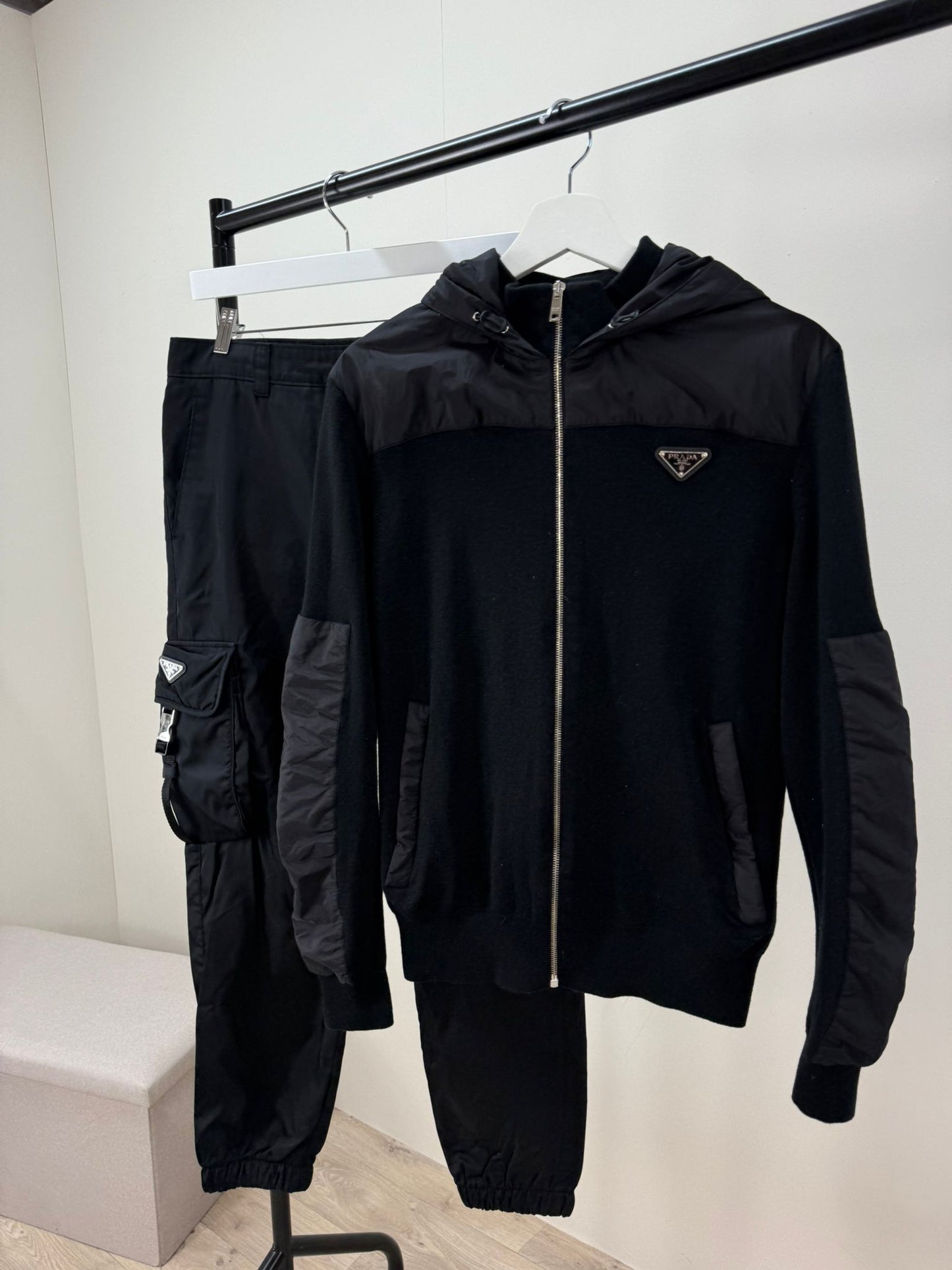 Prada Black Cargo Re-Nylon Pants -48/UK 32