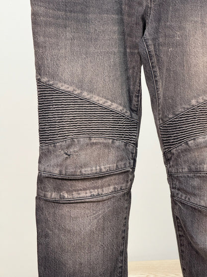 Balmain Black Washed Ribbed Jeans - 32 waist