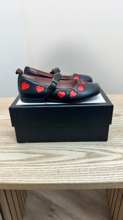 Kids Gucci Black Heart Dolly Shoes – New In Box EU 25 / UK 8 Kids