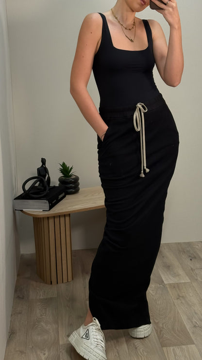 Rick Owens Black & White Drawstring Maxi Skirt - Medium